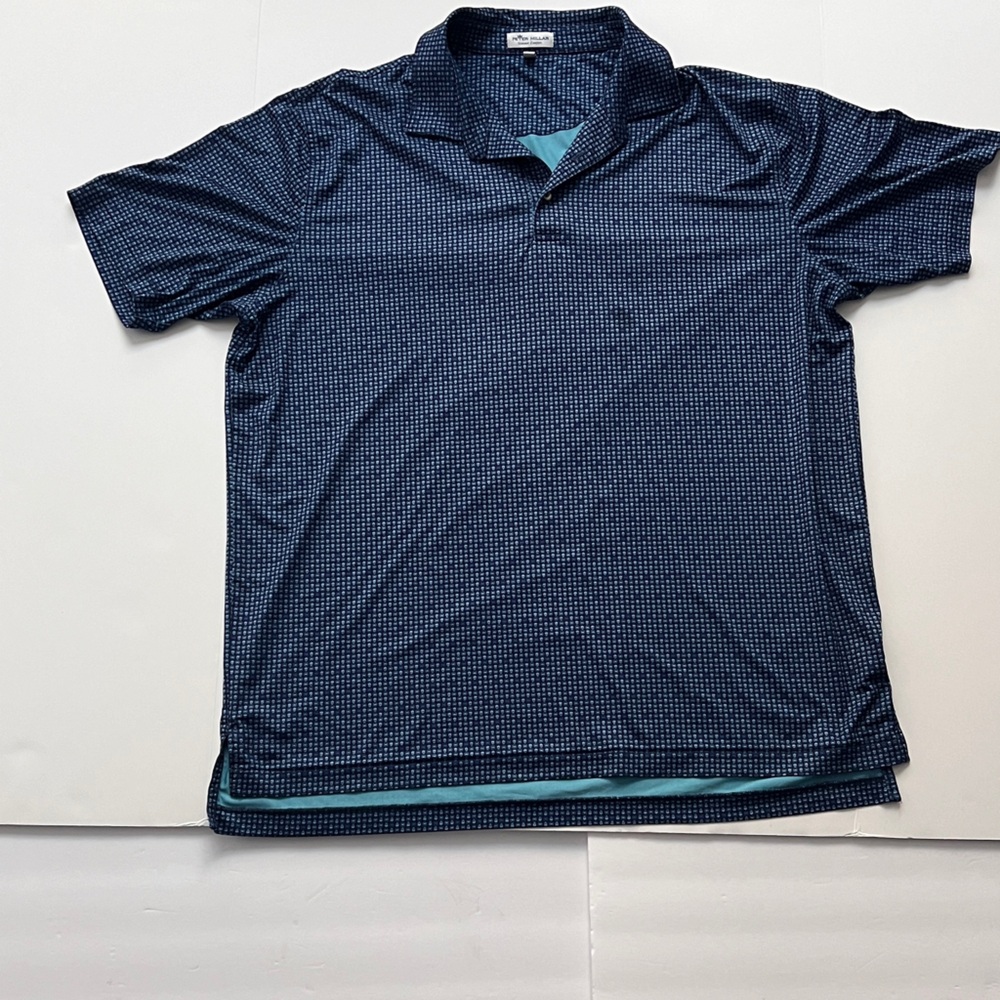 Peter Millar Summer Comfort Mens Size XL Golf Polo Blue All Over Print Crowns - Picture 11 of 11